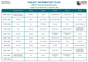 MH101 subject talk schedule preview.